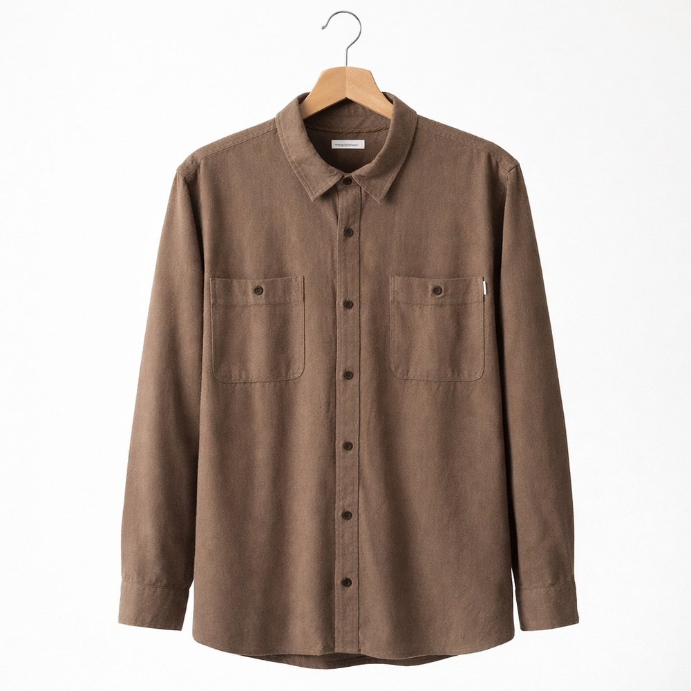 Frank And Oak Men’s XXL Brown 100% Cotton Button Down Shirt NWT